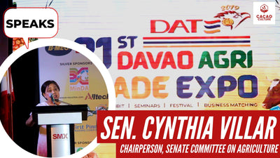 Senator Cynthia Villar speaks at the Davao Agri Trade Expo