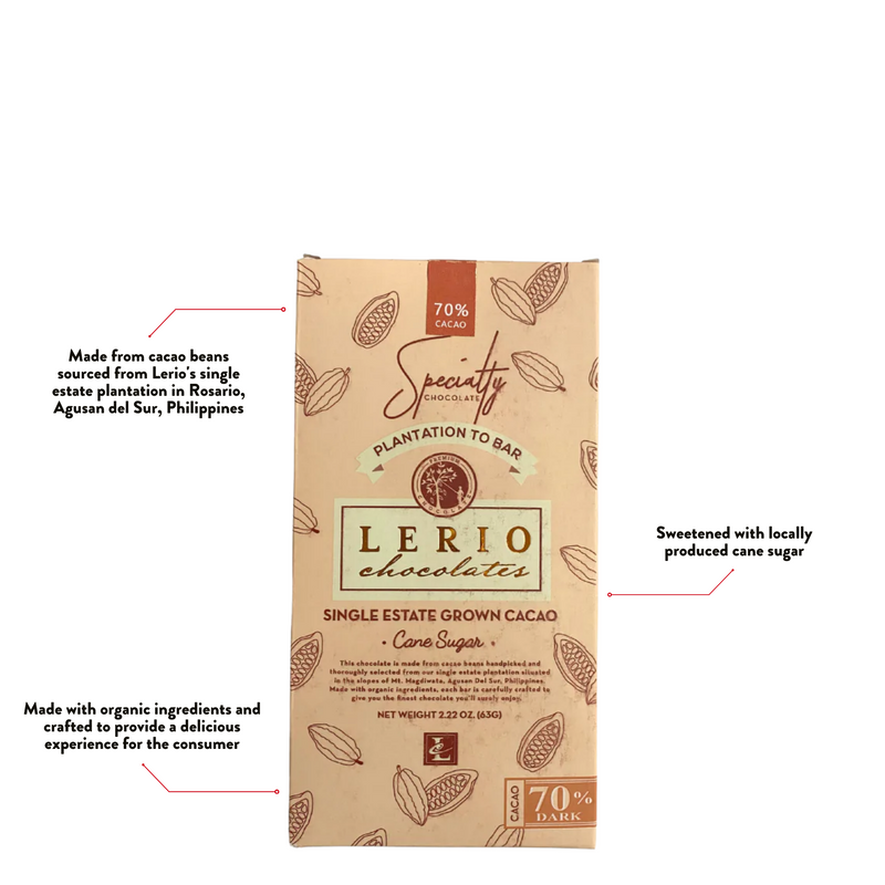 Lerio Chocolate - 70% Dark Chocolate Bar 63g