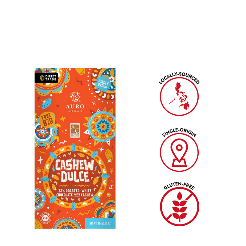 Auro Chocolate - Cashew Dulce 32% Roasted White Chocolate with Cashew Bar 60g