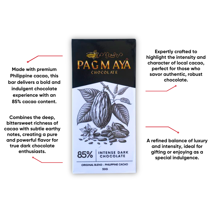 Pagmaya - 85% Intense Dark Chocolate Bar 50g