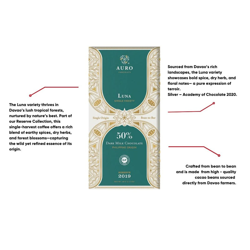 Auro Chocolate - Limited Edition 50% Dark Milk Luna Single-Varietal 60G