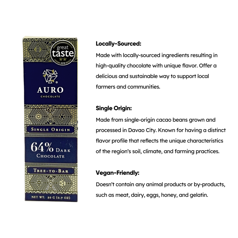 Auro Chocolate - 64% Dark Chocolate Bar 20g