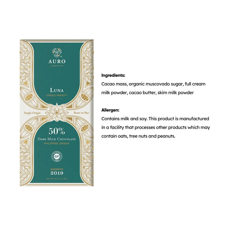 Auro Chocolate - Limited Edition 50% Dark Milk Luna Single-Varietal 60G