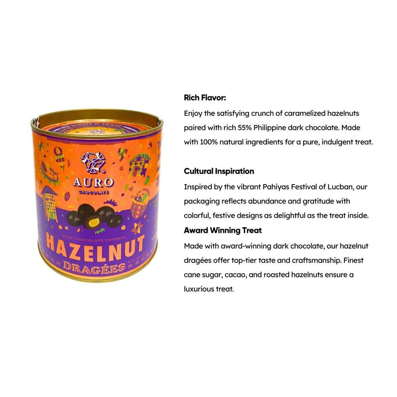Auro Chocolate - Dark Chocolate Covered Hazelnut Dragees 180G