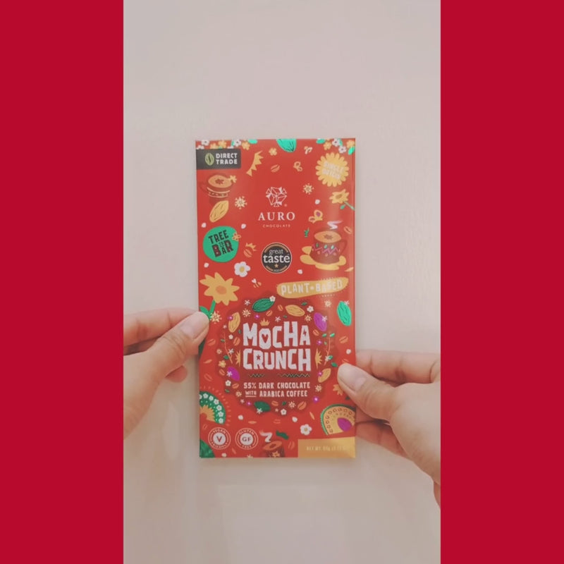Auro Chocolate - Mocha Crunch 55% Dark Chocolate Arabica Coffee Plant-Based Bar 60g