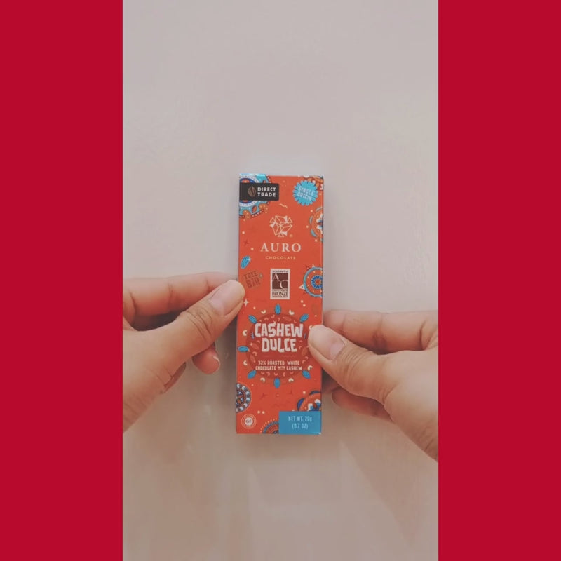 Auro Chocolate - Cashew Dulce 32% Roasted White Chocolate with Cashew Bar 20g