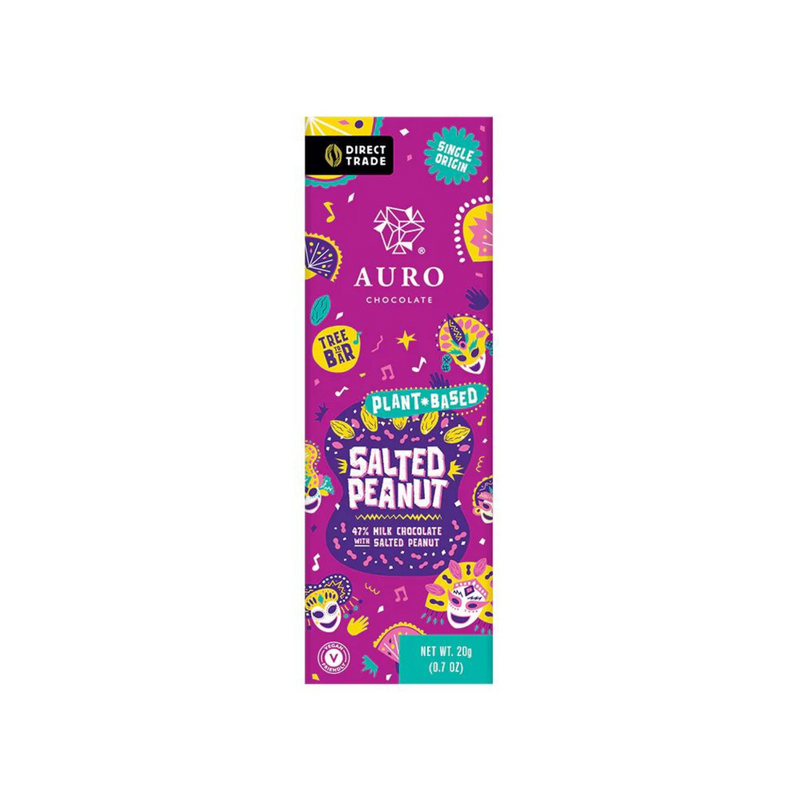 Auro Chocolate - Salted Peanut 47% Milk Chocolate with Salted Peanut Plant-Based Bar 20g