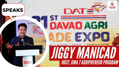 Jiggy Manicad of AgriPreneur speaks at the Davao Agri Trade Expo