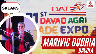Marivic Dubria of BACOFA speaks at the Davao Agri Trade Expo