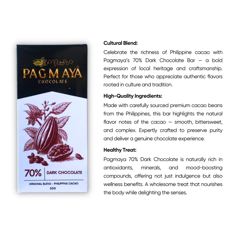 Cacao Culture| Pagmaya - 70% Dark Chocolate Bar 50g