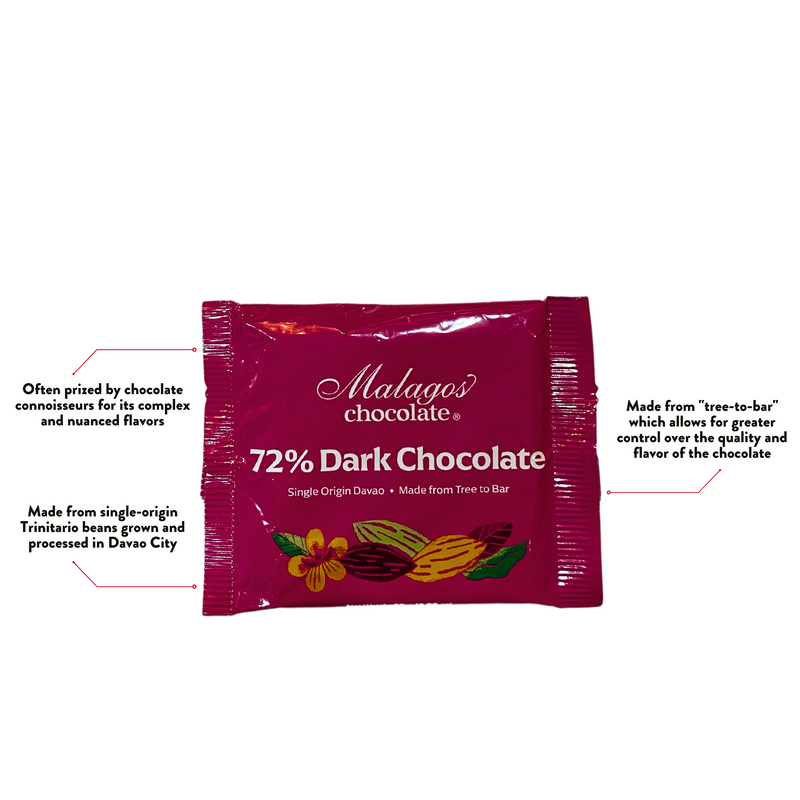 Malagos Chocolate - 72% Dark Chocolate Bar 25g