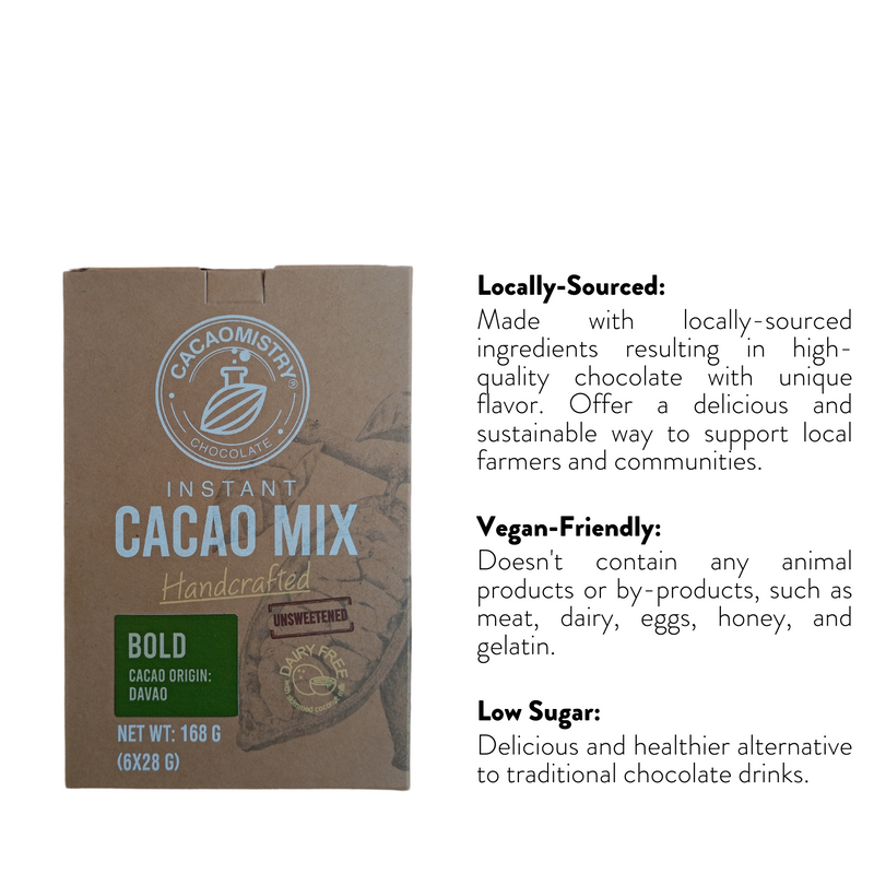 Cacao Mistry - Bold Unsweetened Instant Cacao Drink Box (Davao Origin) - 6 x 28g