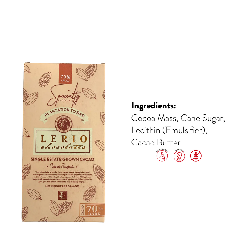 Lerio Chocolate - 70% Dark Chocolate Bar 63g