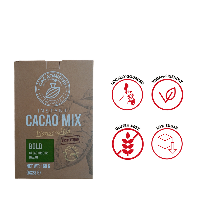 Cacao Mistry - Bold Unsweetened Instant Cacao Drink Box (Davao Origin) - 6 x 28g
