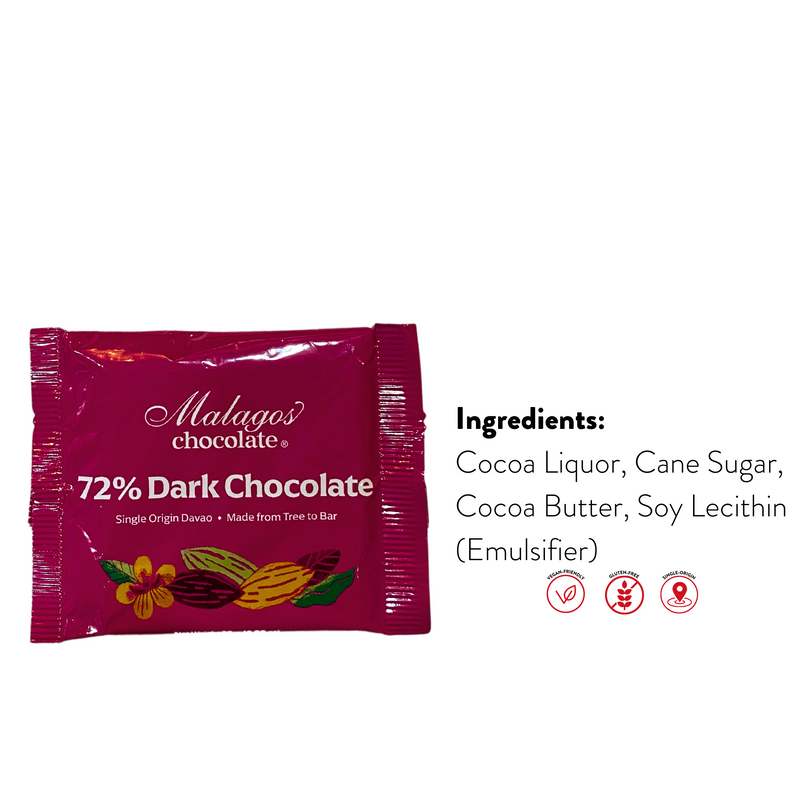 Malagos Chocolate - 72% Dark Chocolate Bar 25g