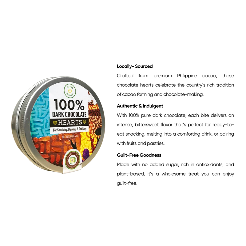 Island Harvest - 100% Dark Chocolate Hearts 50g