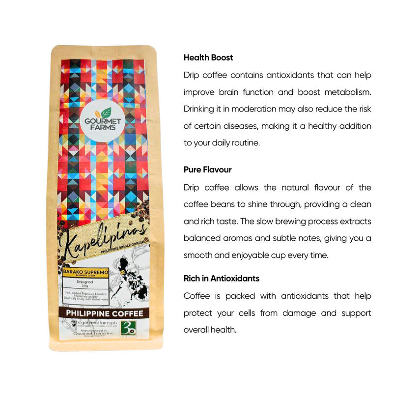 Gourmet Farms - Kapelipinas Phil. Coffee Drips Grind Barako Supremo 250g