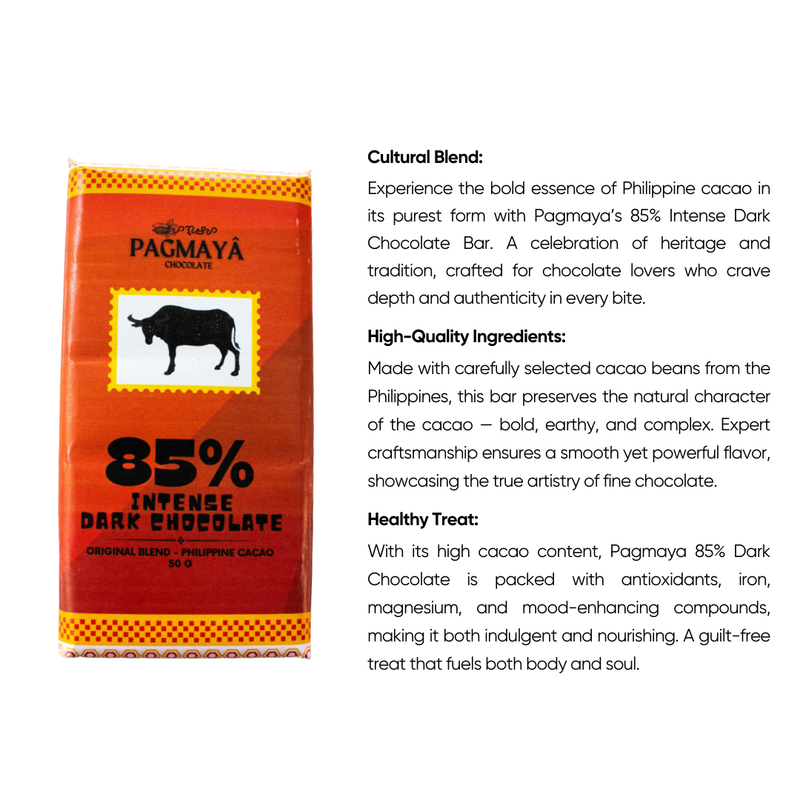 Pagmaya - 85% Intense Dark Chocolate Bar 50g
