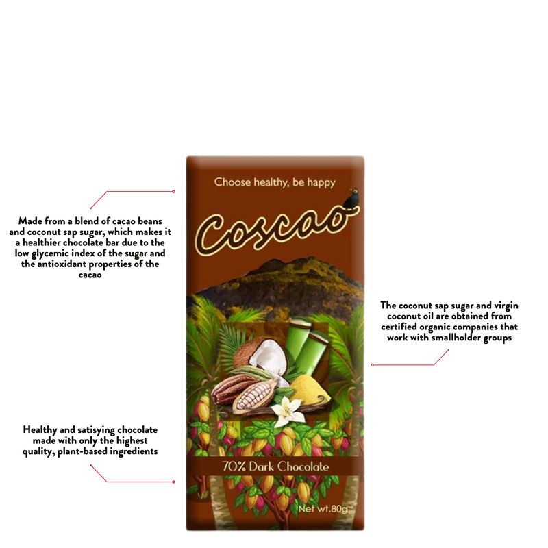 Coscao Chocolate - 70% Dark Chocolate Bar 80g