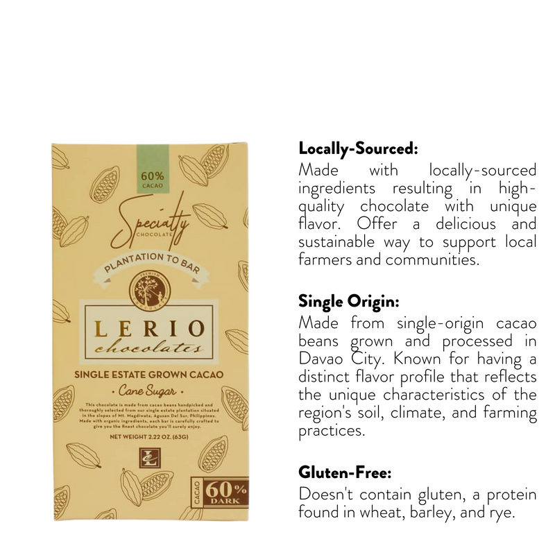 Lerio Chocolate - 60% Dark Chocolate 63g