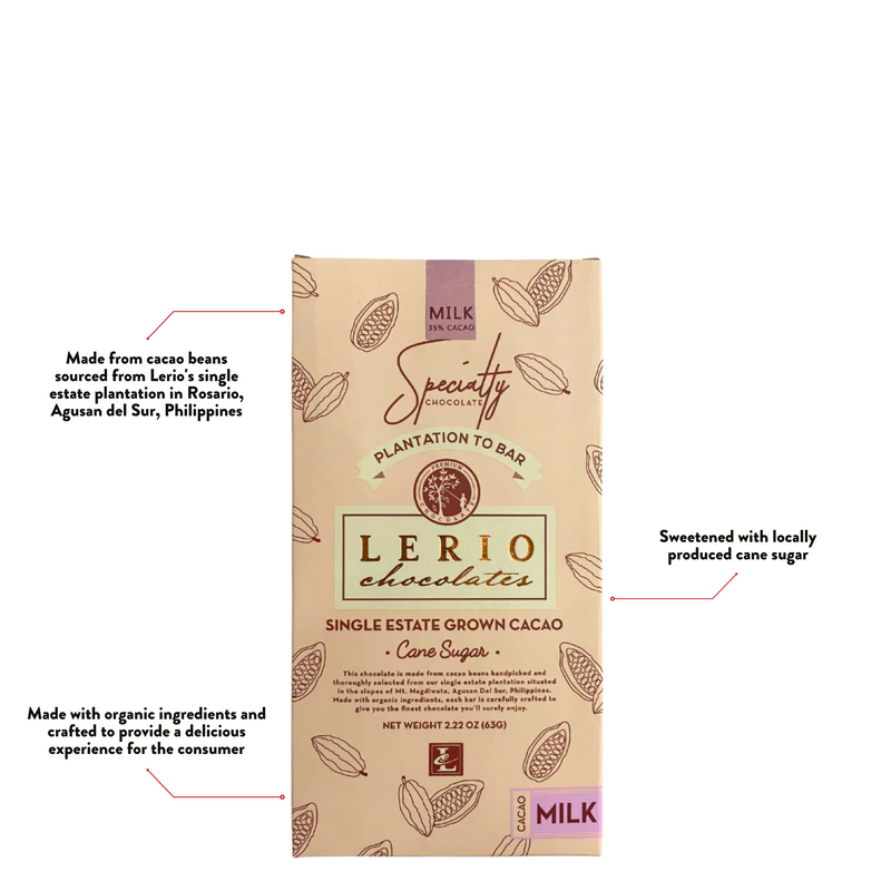 Lerio Chocolate - 35% Milk Chocolate Bar 63g