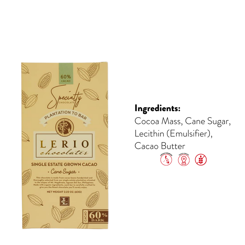 Lerio Chocolate - 60% Dark Chocolate 63g