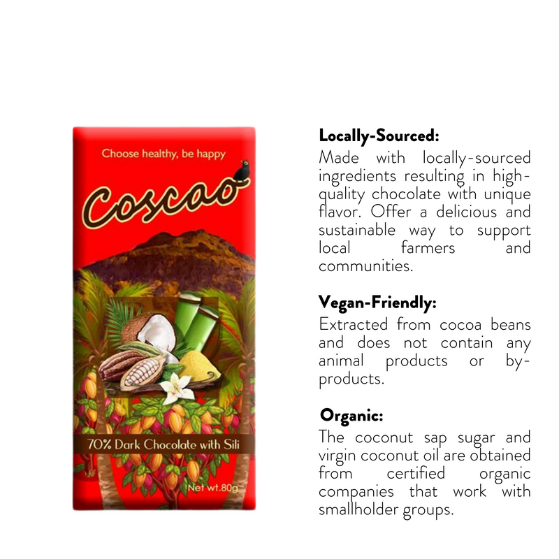 Coscao Chocolate - 70% Dark Chocolate with Sili Bar 80g