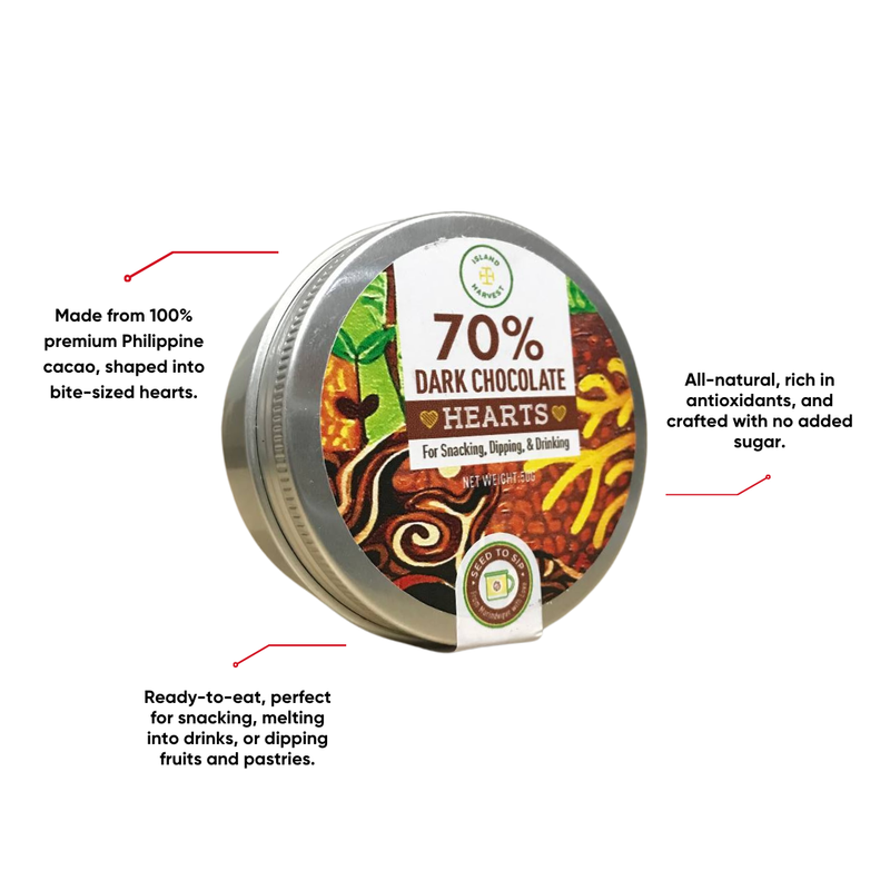 Island Harvest - 70% Dark Chocolate Hearts 50g