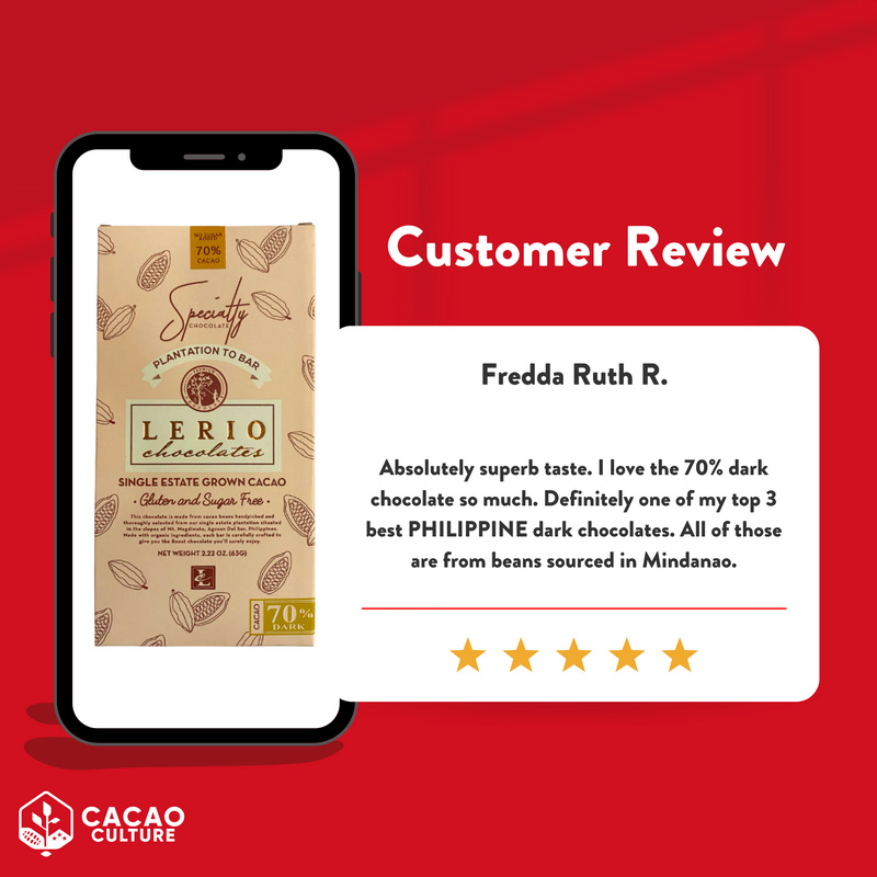 Lerio Chocolate - 70% Sugar-Free Dark Chocolate Bar 63g