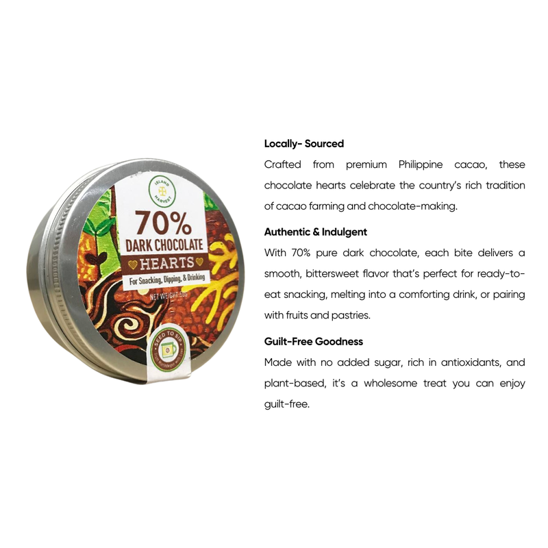 Island Harvest - 70% Dark Chocolate Hearts 50g