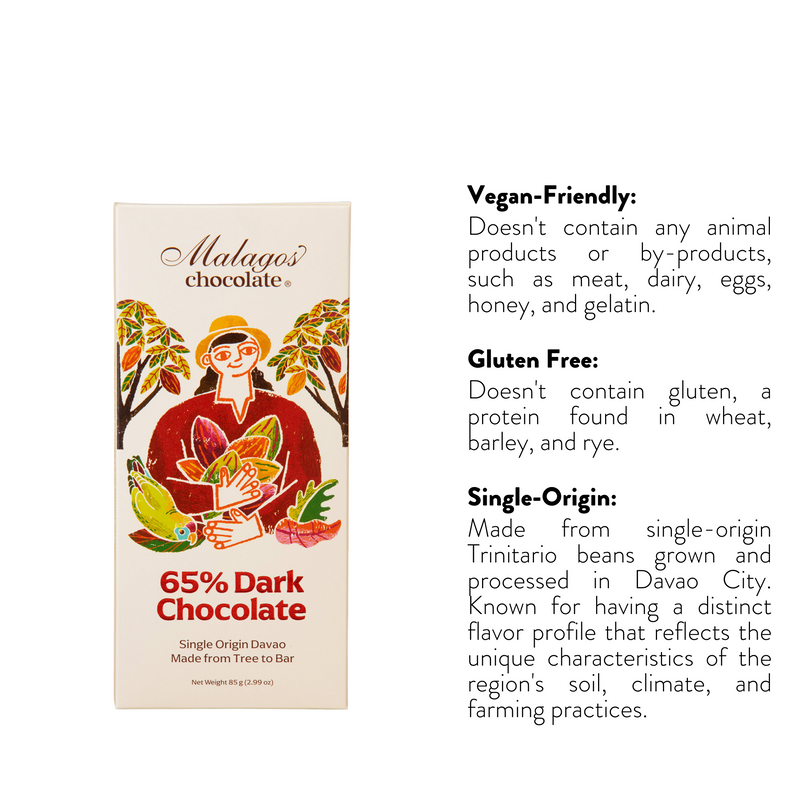 Malagos Chocolate - 65% Dark Chocolate Bar 85g