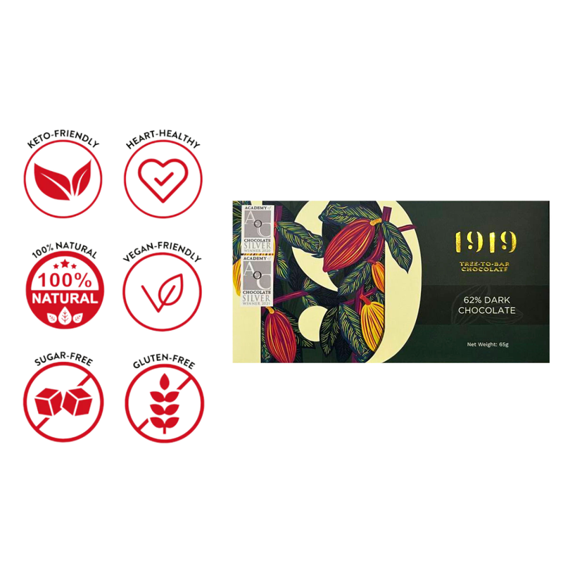 1919 Chocolate - 62% Dark Chocolate 65g