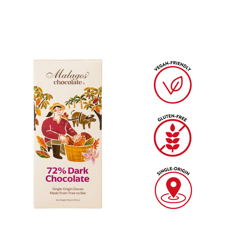 Malagos Chocolate - 72% Dark Chocolate Bar 85g