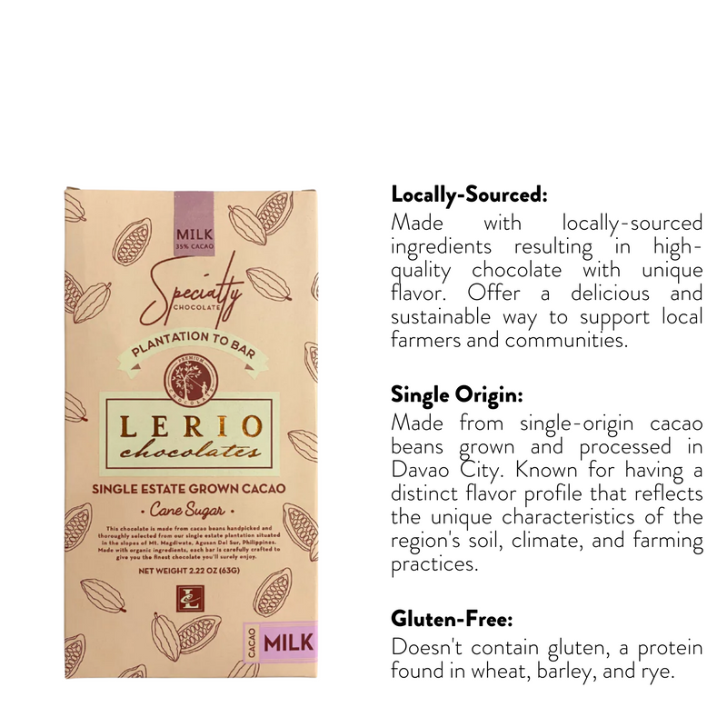 Lerio Chocolate - 35% Milk Chocolate Bar 63g