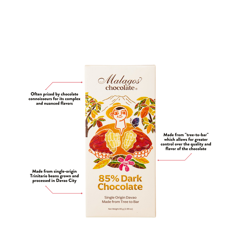 Malagos Chocolate - 85% Dark Chocolate Bar 85g