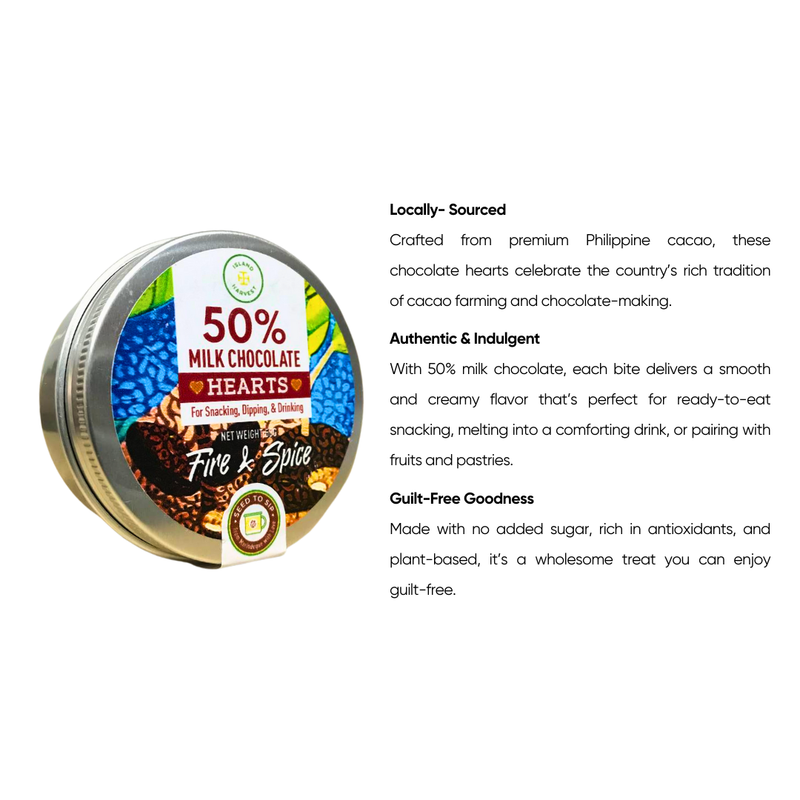 Island Harvest - 50% Milk Chocolate Hearts Fire and Spice 50g