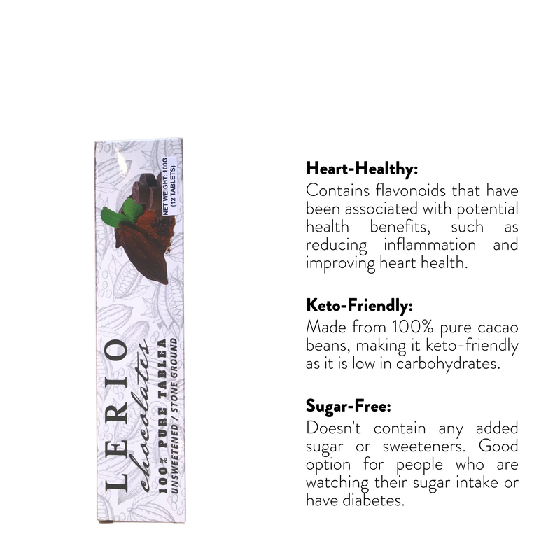 Lerio Chocolate - 100% Pure Tablea (Unsweetened) 100g