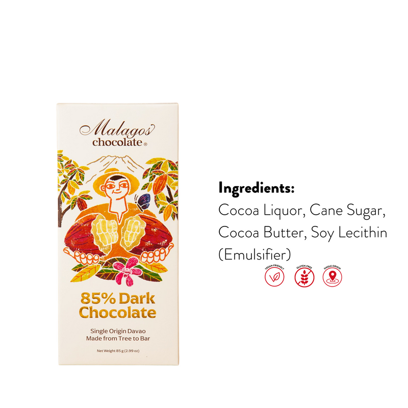 Malagos Chocolate - 85% Dark Chocolate Bar 85g