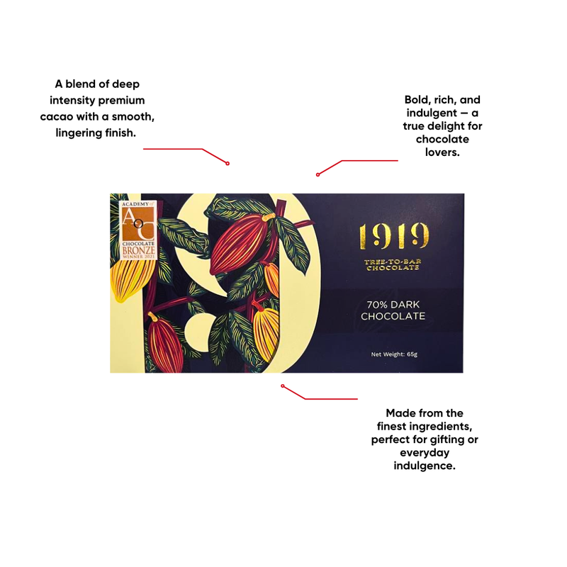 1919 Chocolate - 70% Dark Chocolate 65g