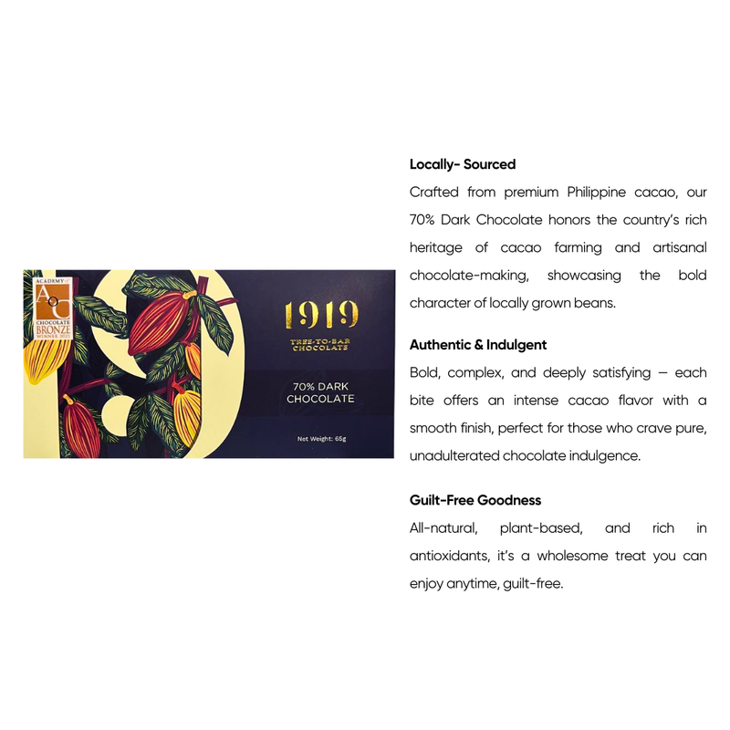 1919 Chocolate - 70% Dark Chocolate 65g