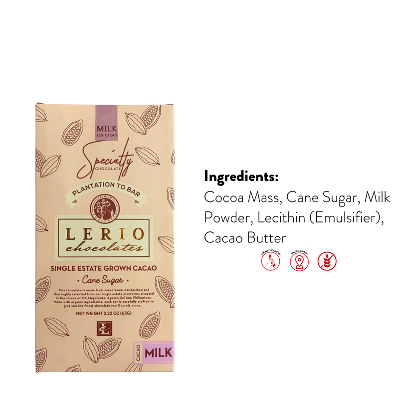 Lerio Chocolate - 35% Milk Chocolate Bar 63g