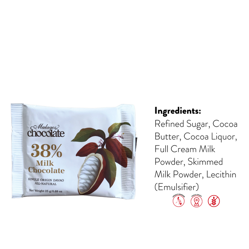 Malagos Chocolate - 38% Milk Chocolate Bar 25g
