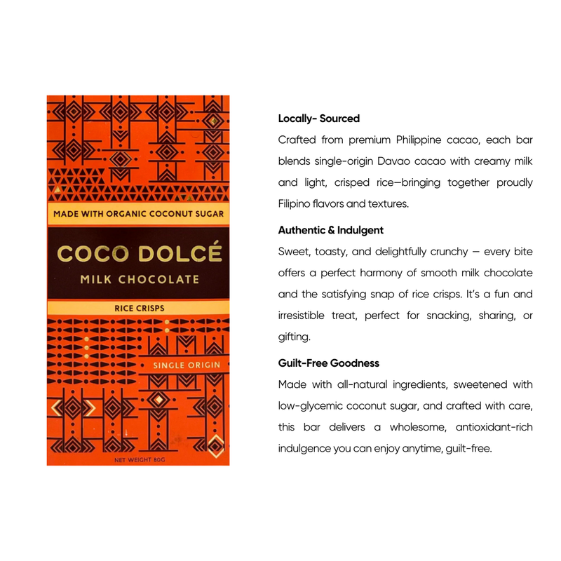 Coco Dolce - Milk Chocolate with Rice Crisps 80g