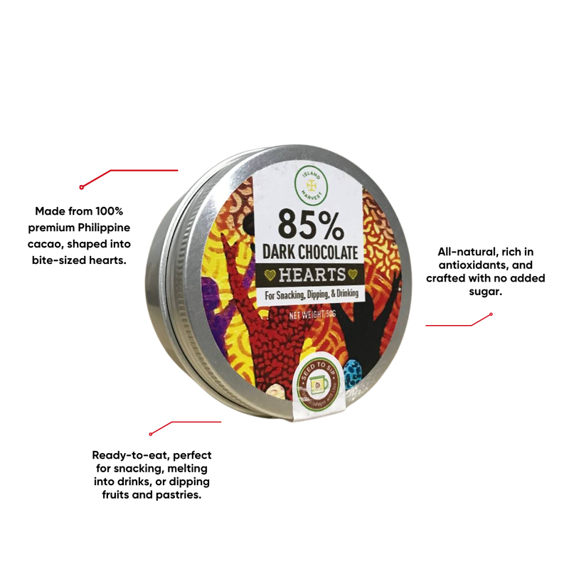 Island Harvest - 85% Dark Chocolate Hearts 50g
