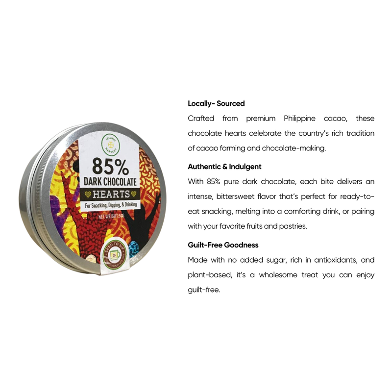 Island Harvest - 85% Dark Chocolate Hearts 50g