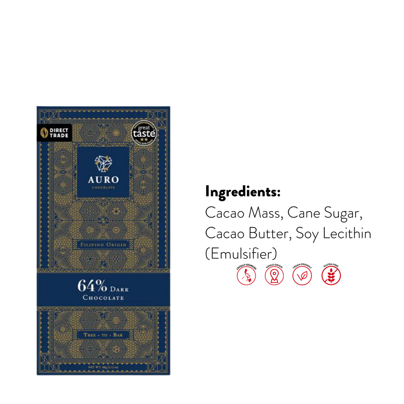 Auro Chocolate - 64% Dark Chocolate Bar 60g