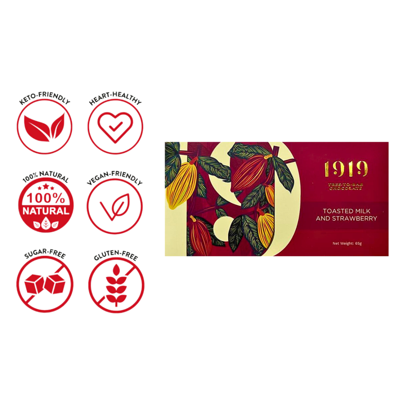 1919 Chocolate - Toasted Milk and Strawberry Chocolate 65g