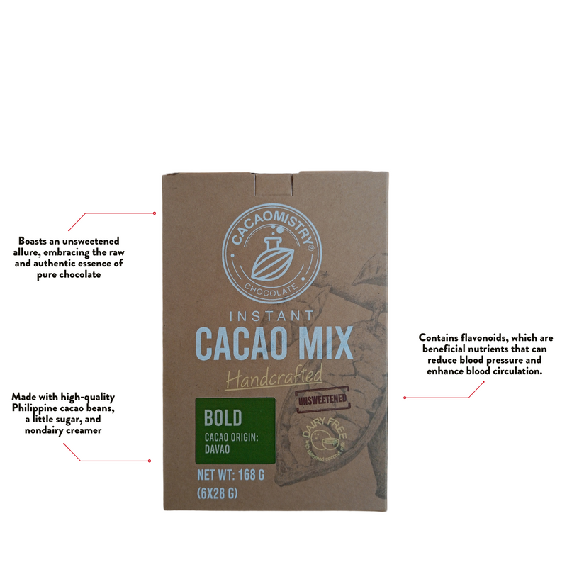 Cacao Mistry - Bold Unsweetened Instant Cacao Drink Box (Davao Origin) - 6 x 28g