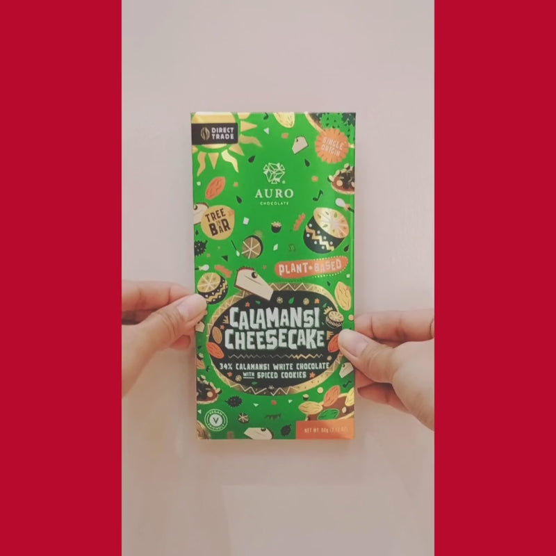 Auro Chocolate - Calamansi Cheesecake 34% White Chocolate with Spiced Cookie Plant-Based Bar 60g