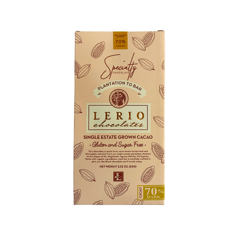Lerio Chocolate - 70% Sugar-Free Dark Chocolate Bar 63g